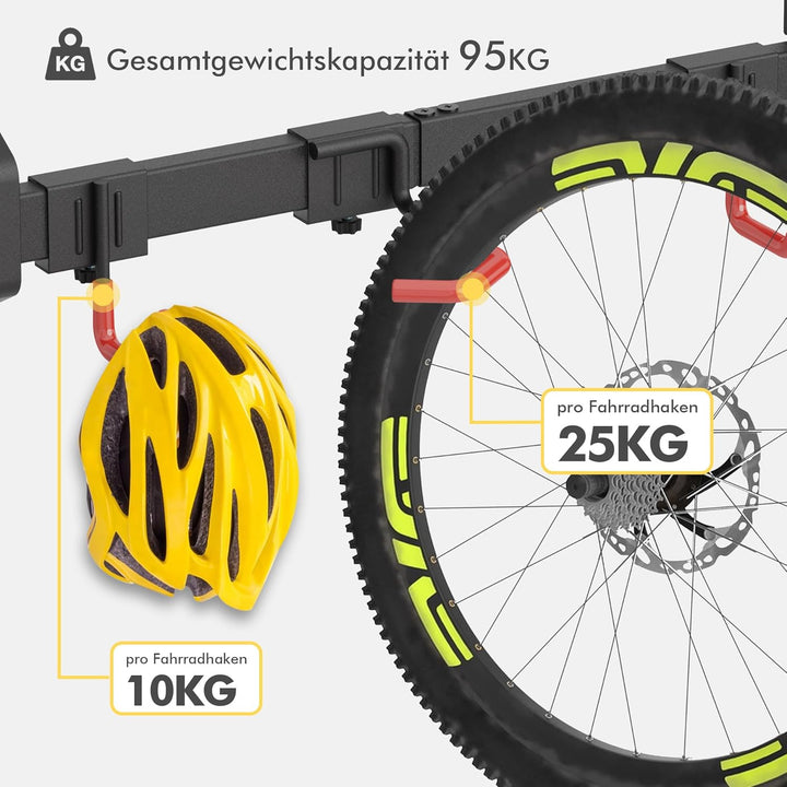 Mimoke Fahrrad Wandhalterung Vertikal | Geeignet für alle Fahrräder | Verstellbare Haken | Organisat