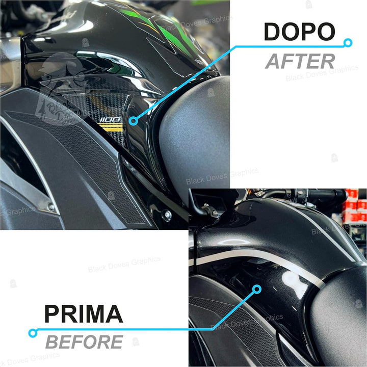 Black Doves Graphics 3D-Aufkleber aus Harz, Schutz kompatibel mit Kawasaki Versys 1100 SE 2026 (GN1)