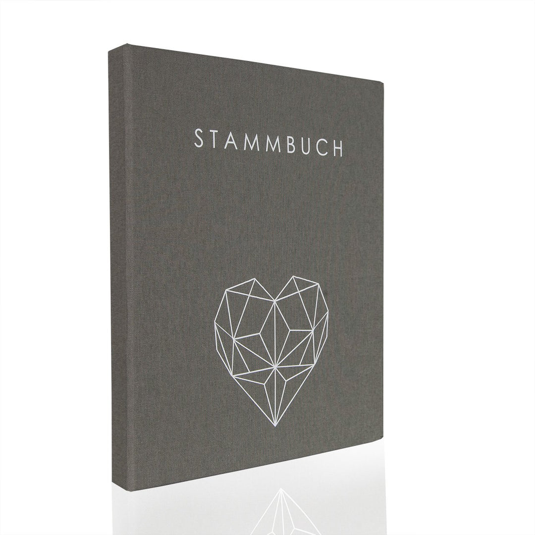 Hochzeitideal - Stammbuch der Familie Geometric grau DIN A5 - Buchbinderleinen Stammbuch Hochzeit -