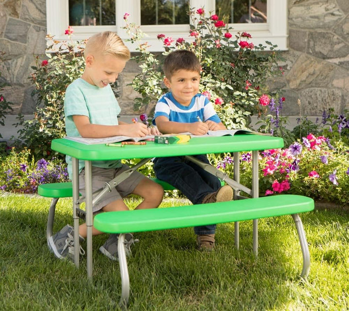 LIFETIME Campingtisch & Picknicktisch für Kinder | 83x90x53 cm Grün | Kunststoff Tisch inklusive Ban