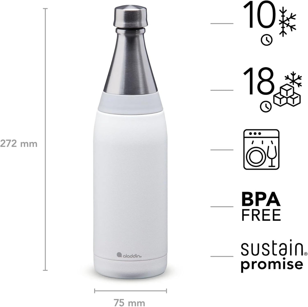 Aladdin Fresco Thermavac Trinkflasche Edelstahl 0.6L Snowflake White – Thermosflasche Auslaufsicher