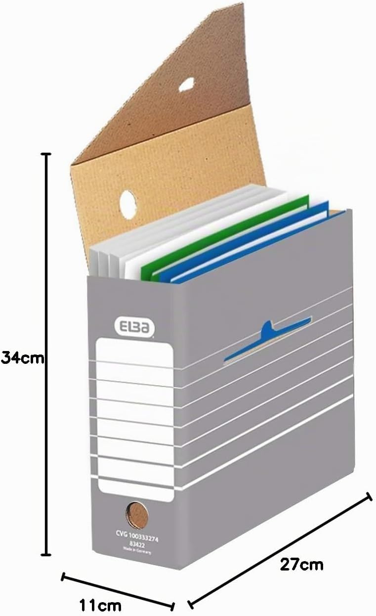 ELBA Archivbox Tric, 10 Stück, 10 cm breit, grau Archivbox 10 cm, Archivbox 10 cm