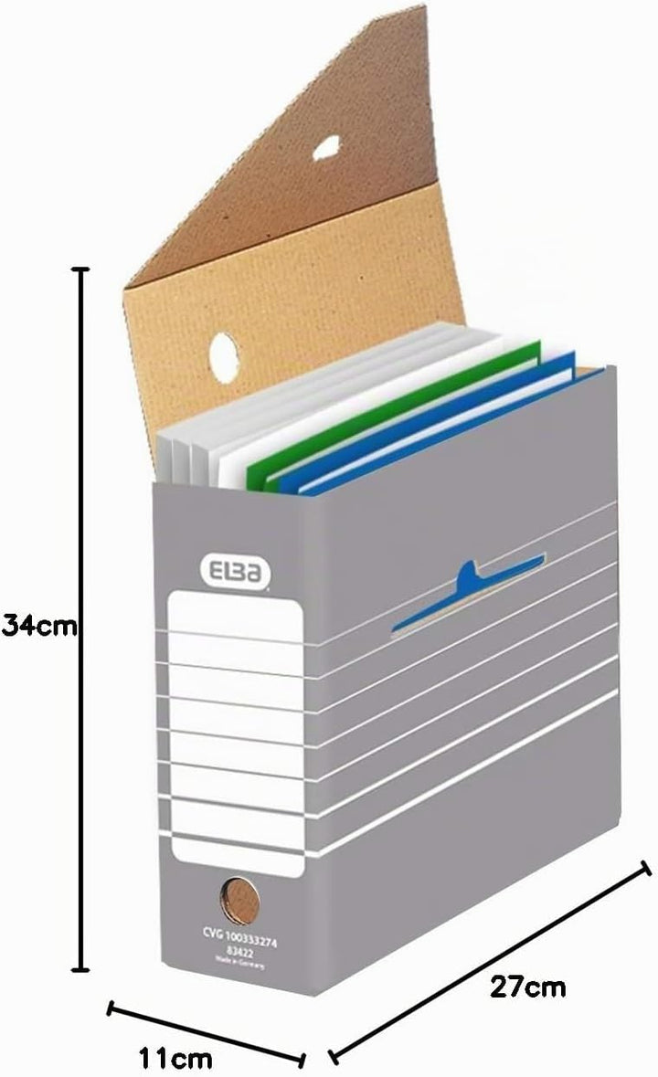 ELBA Archivbox Tric, 10 Stück, 10 cm breit, grau Archivbox 10 cm, Archivbox 10 cm