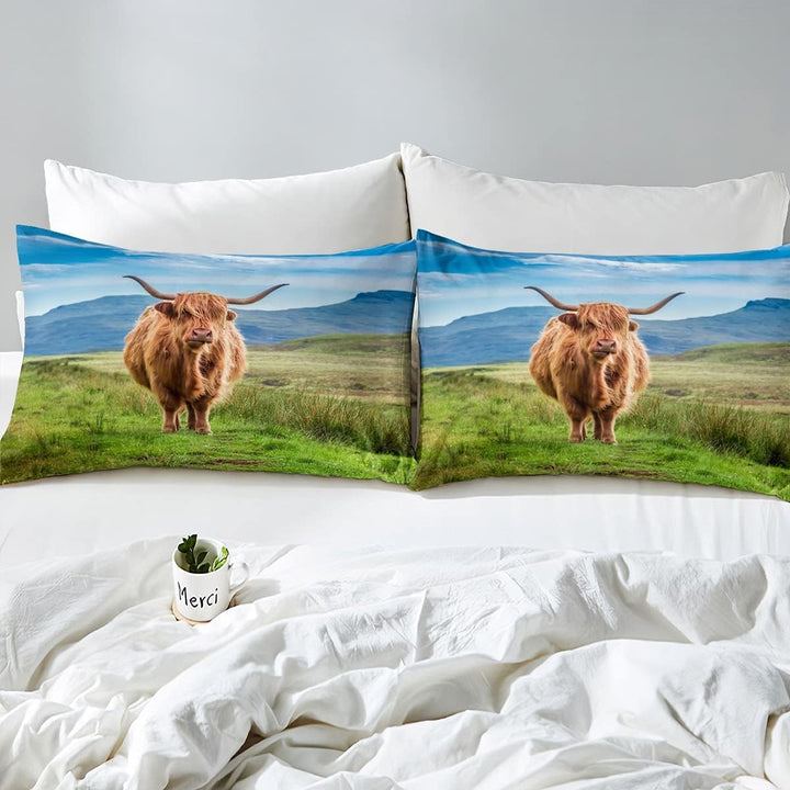 Hochlandkuh Trösterbezug Longhorn Bulle Cattle Bettbezug 135X200 Für Erwachsene Jungen Teens Mann Ru