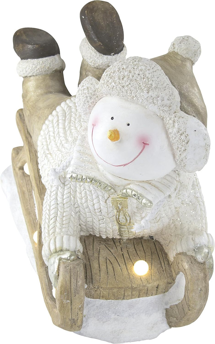 Deko Figur mit Beleuchtung (B) Schneemann auf Schlitten, (B) Schneemann auf Schlitten