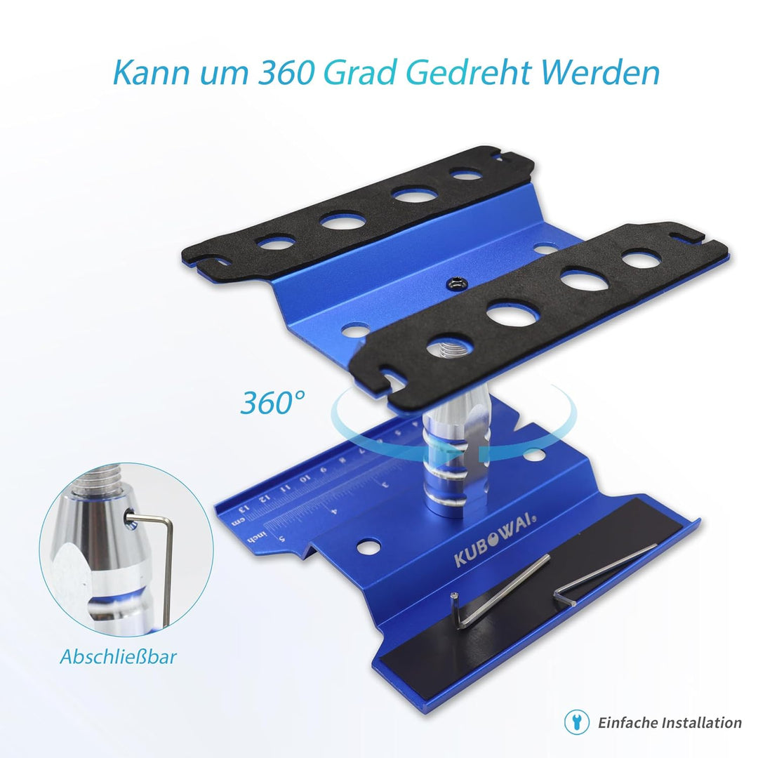RC Auto Aluminium Reparatur Workstation， 360 ° Drehung/Heben/Senken Arbeitsständer für 1/8 1/10 1/12