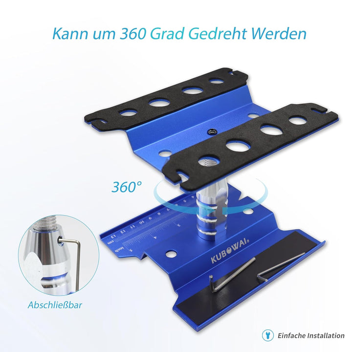 RC Auto Aluminium Reparatur Workstation， 360 ° Drehung/Heben/Senken Arbeitsständer für 1/8 1/10 1/12