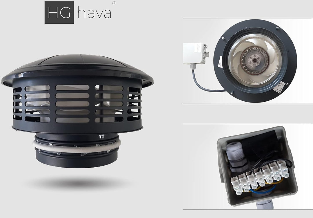 HG hava Dachventilator mit 160 mm Durchmesser, Industrie-Abzugsventilator, Maximaler Luftstrom 500 m