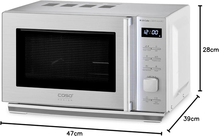 CASO M 20 Cube Ceramic - Mikrowelle mit Keramikboden, kein Drehteller notwendig, 20 Liter, 800 Watt,