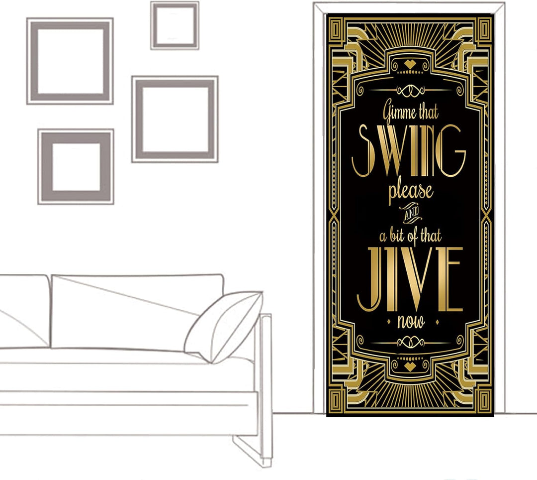 Goldenen 1920er Gatsby Themenparty Türabdeckung 72x30 Zoll - Gimme That Swing Please, and a Bit of T