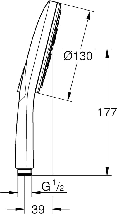 GROHE Rainshower SmartActive 130 - Handbrause (wassersparend, 3 Strahlarten, 13cm Handbrause, Univer