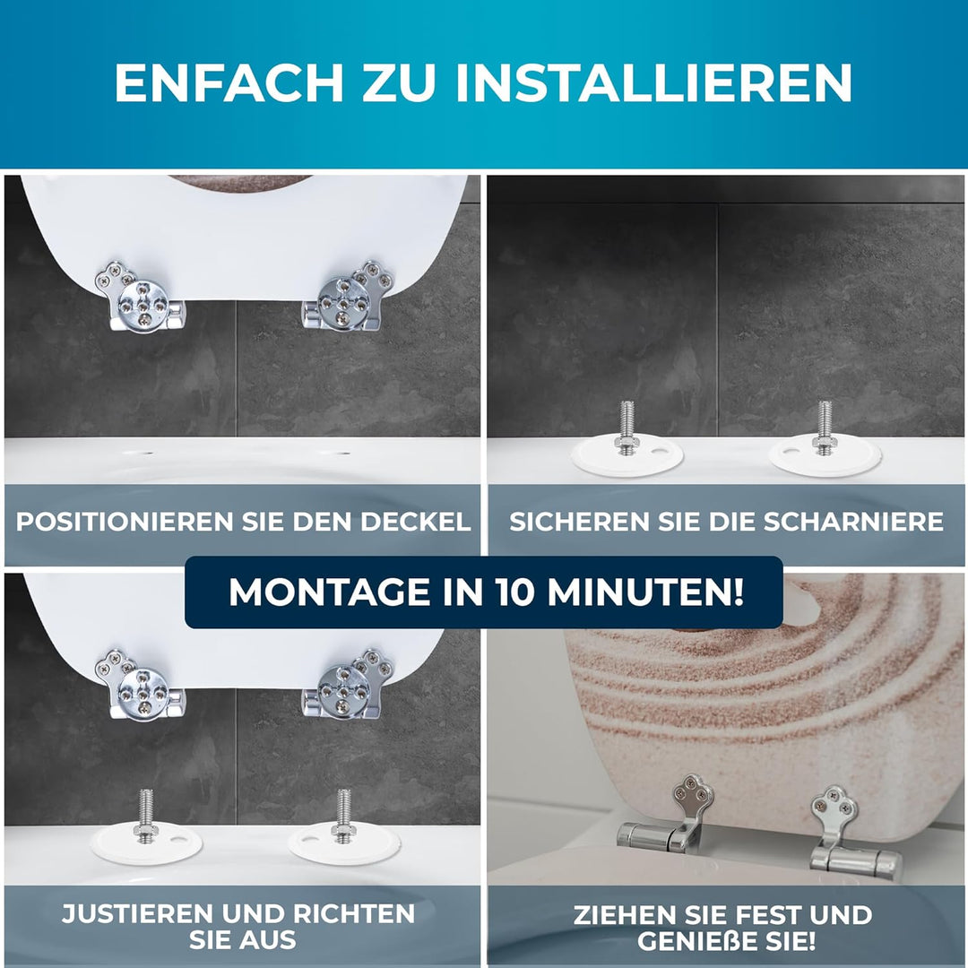 Benkstein Premium WC-Deckel, antibakteriell, bedruckter Toilettensitz – Duroplast-Toilettendeckel mi