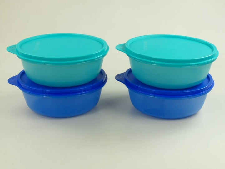 TUPPERWARE Kühlschrank Hit-Parade 600 ml dunkelblau (2) + türkis (2) Panorama