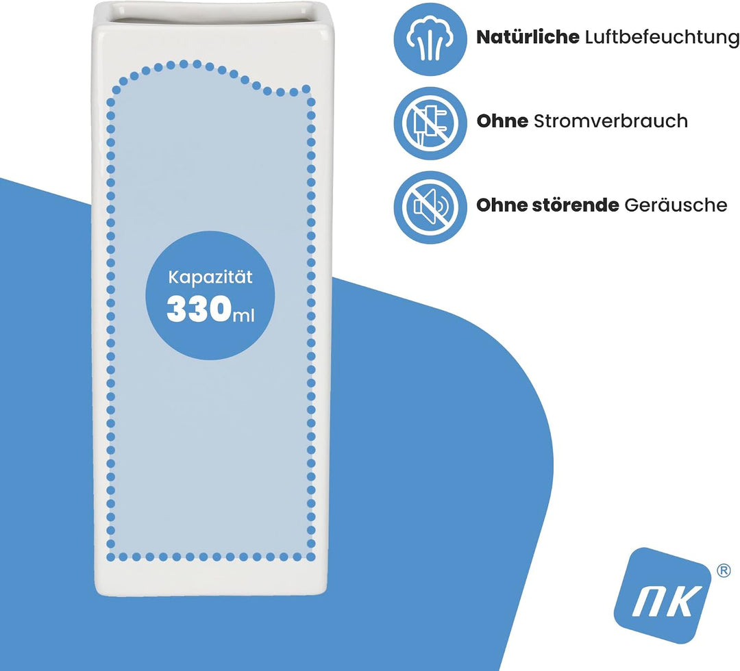 NK Heizkorper-Luftbefeuchter Keramik Weiss - 4er-Set Dolomit mit Haken