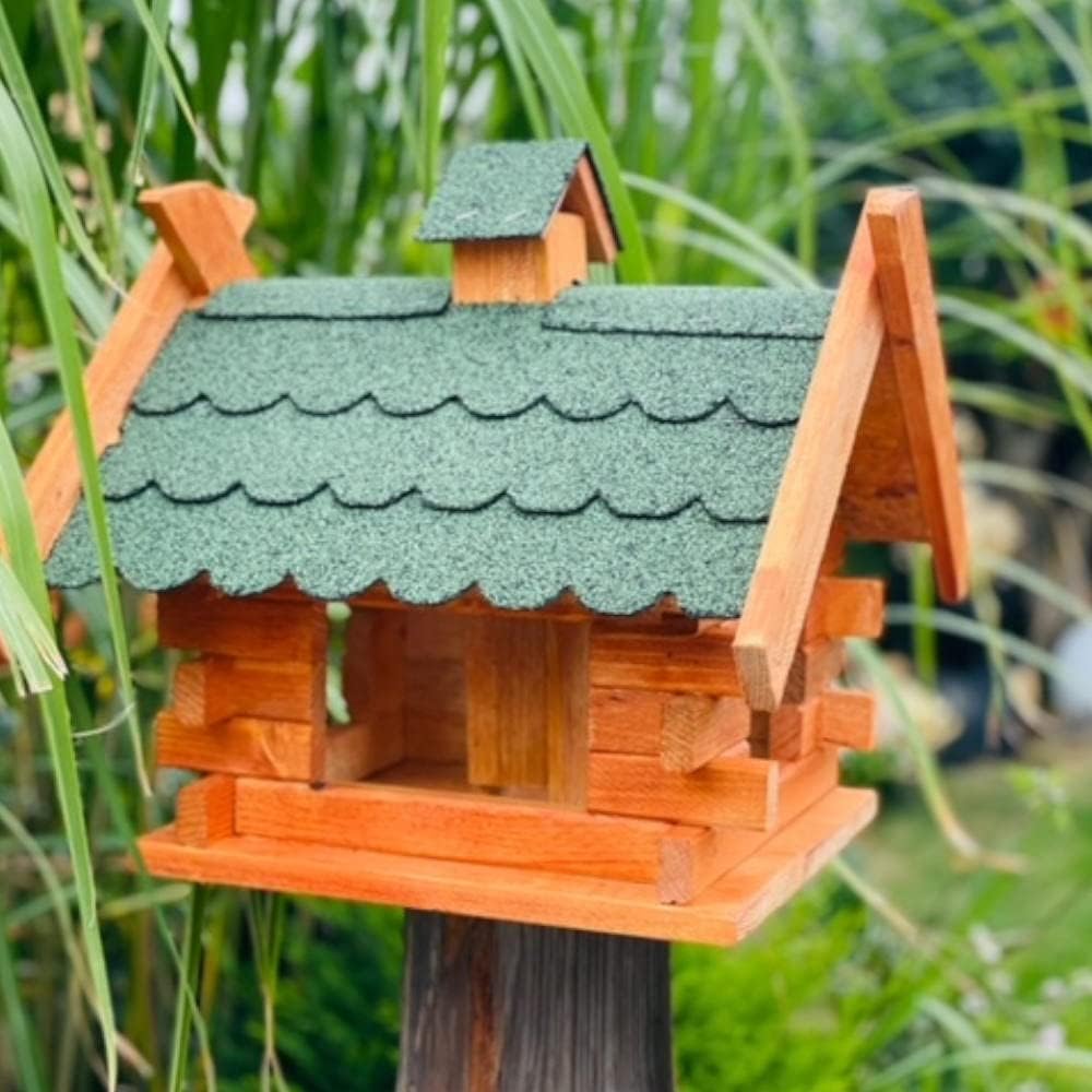 Rechteckiges Vogelhaus M - XL wetterfest aus Holz Vogel Futterstelle Haus mit und ohne Ständer (Grös