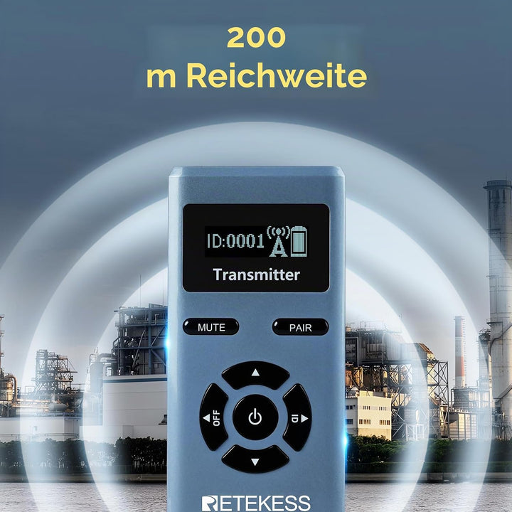 Retekess TT106S Drahtloses Tourguide-System, Ohrbügel-Empfänger, 2.4GHz, One-Touch-Bedienung, USB-La