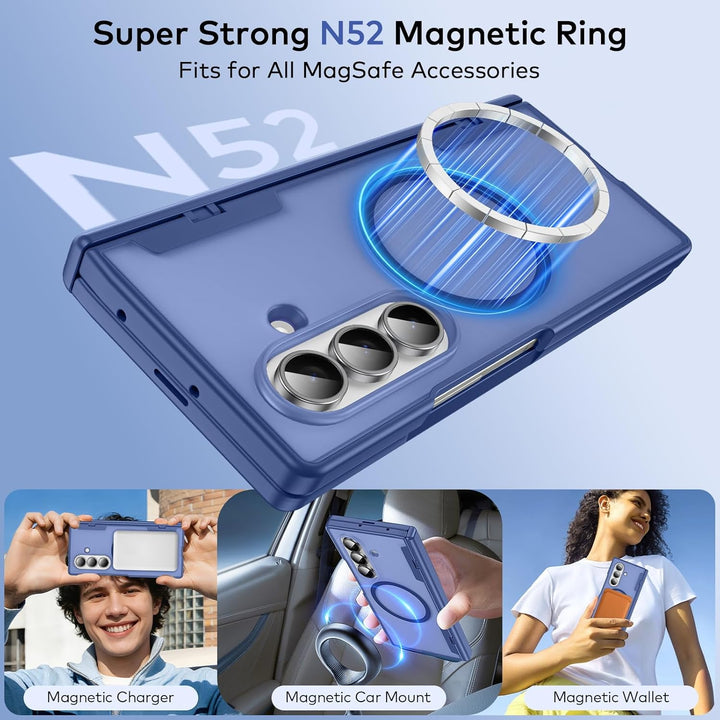 für Samsung Galaxy Z Fold 7 Hülle [Kompatibel mit MagSafe] mit Displayschutzfolie & Scharnier Schutz