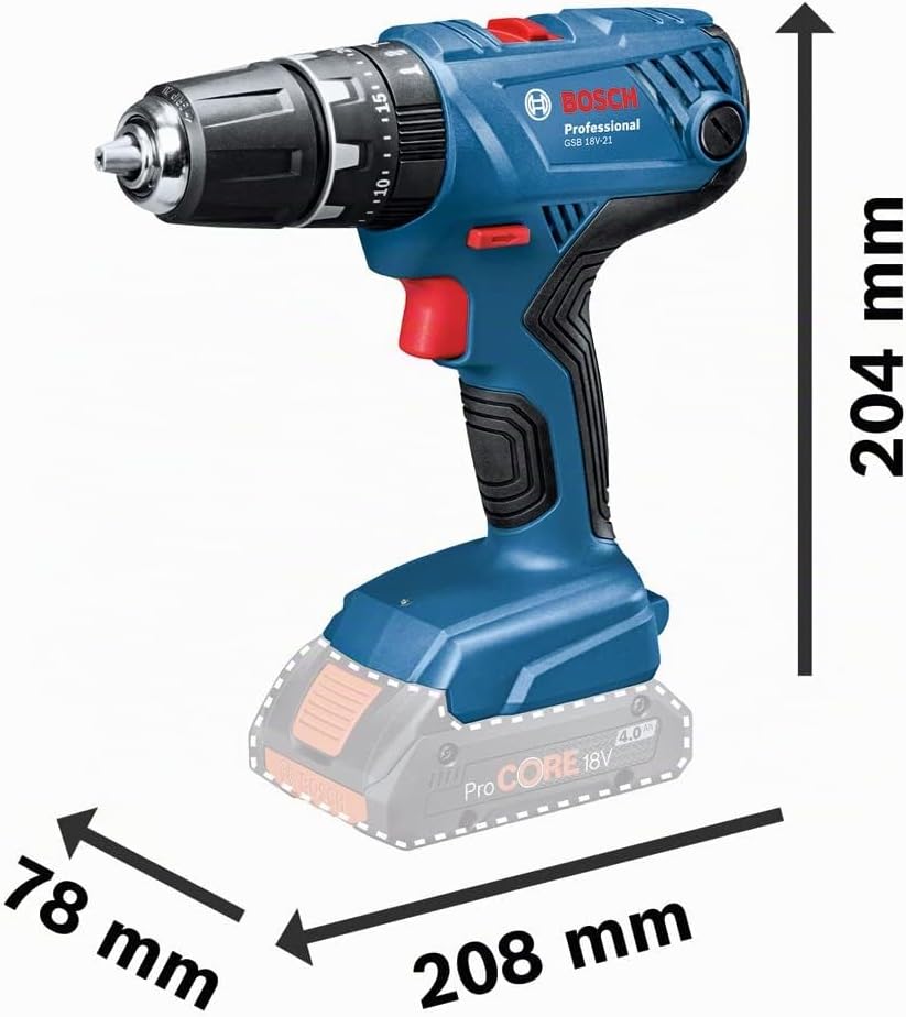 Bosch Professional 18V System Akku Schlagbohrschrauber GSB 18V-21 (inkl. 2x 2.0Ah Akku, Schnellladeg