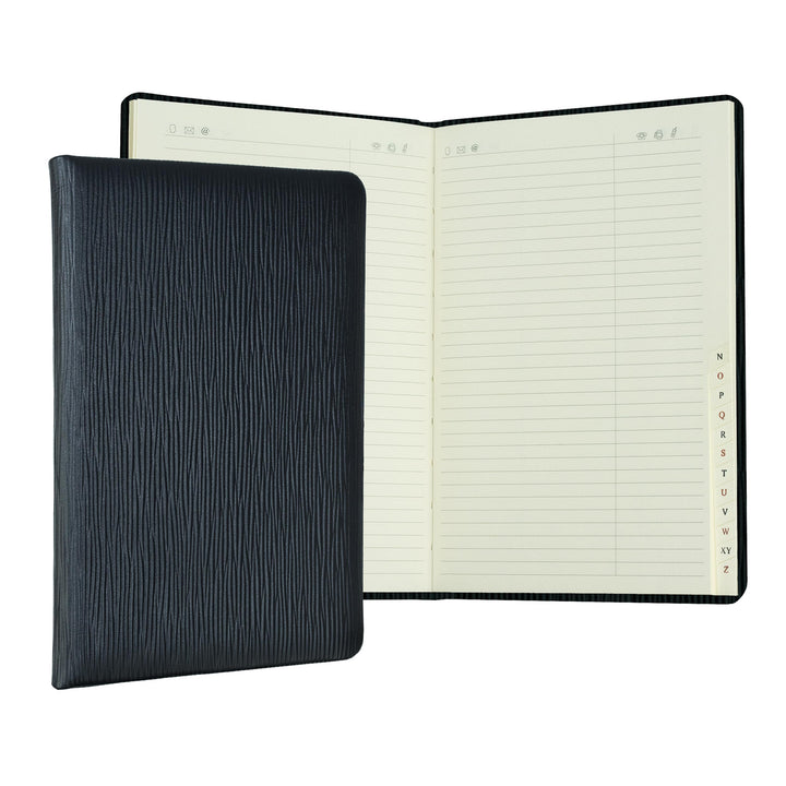DELMON VARONE - Personalisierbares Adressbuch DIN A5 gebunden mit A-Z Register in Manhattan Leder sc