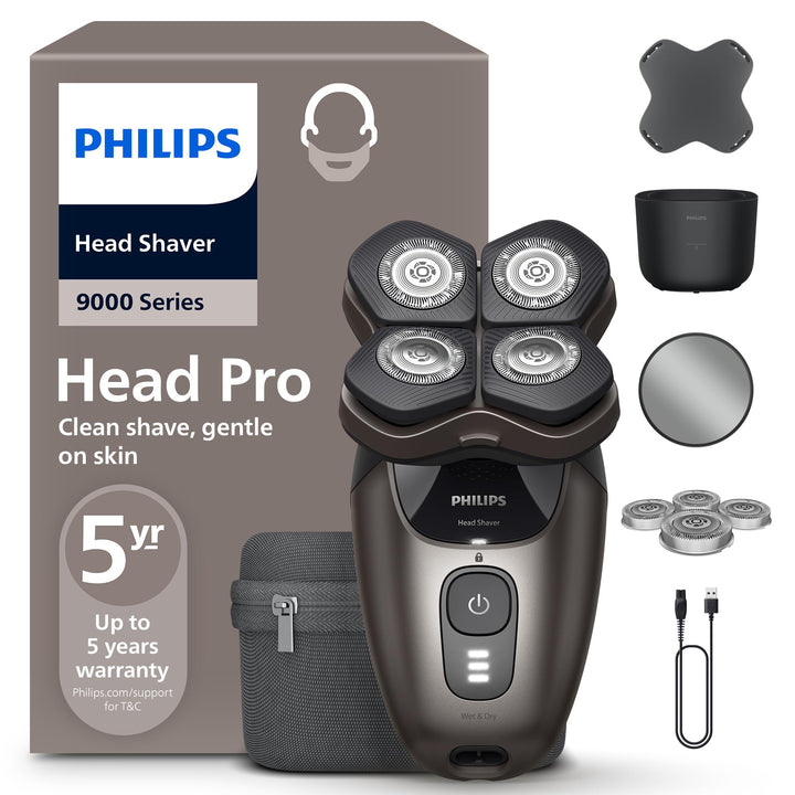 PHILIPS Head Shaver Pro Series 9000 – Glatzenrasierer für Männer und Frauen, flexibler 360grad-Scher
