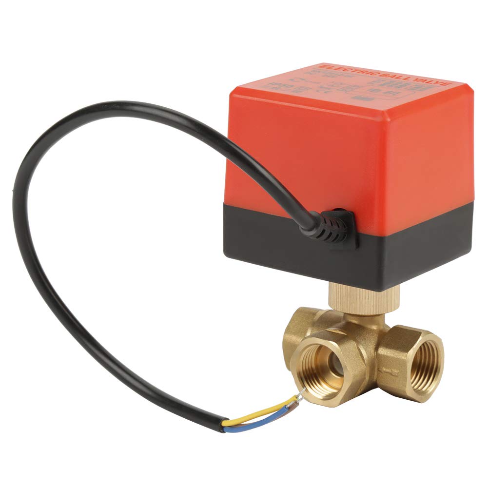 G1/2 "DN15 Messing motorisierter Kugelhahn, elektrischer 3-Wege-220-V-Wechselstrom-Kugelhahn zur Dur