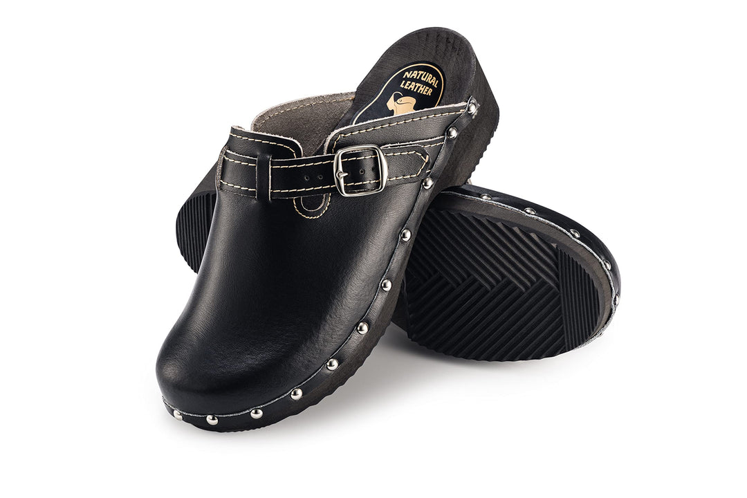 ESTRO Clogs Damen Holz Leder - Clogs Herren Damen Clogs Leder Holzschuhe Herren Holzclogs Damen mit