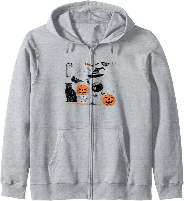 Halloween Icons Pumpkins, Black Cats, Spider Webs & Ghost Kapuzenjacke