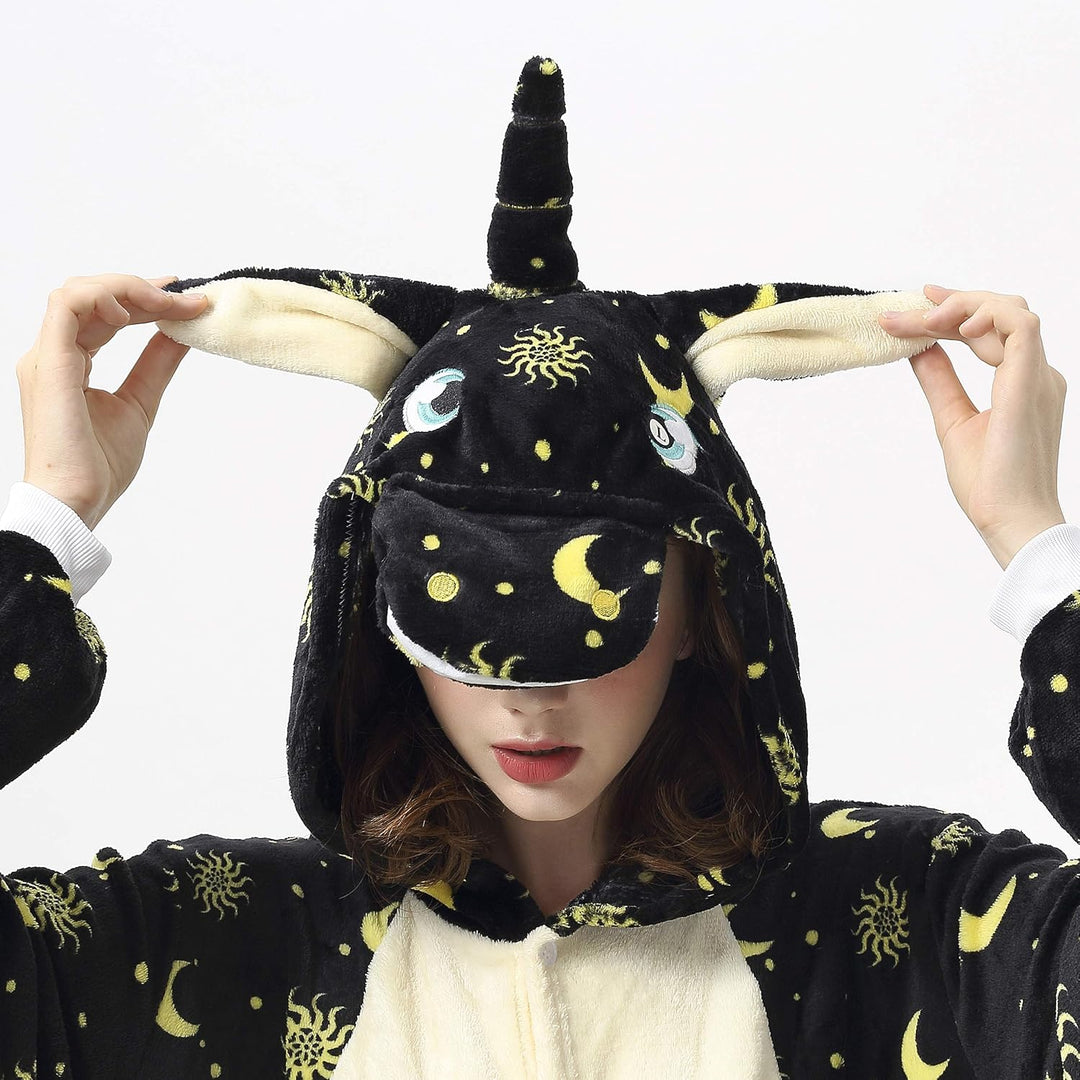 Katara Damen, Herren Einhorn Schwarz-sterne Jumpsuit S Einhorn Schwarz-sterne, S Einhorn Schwarz-ste