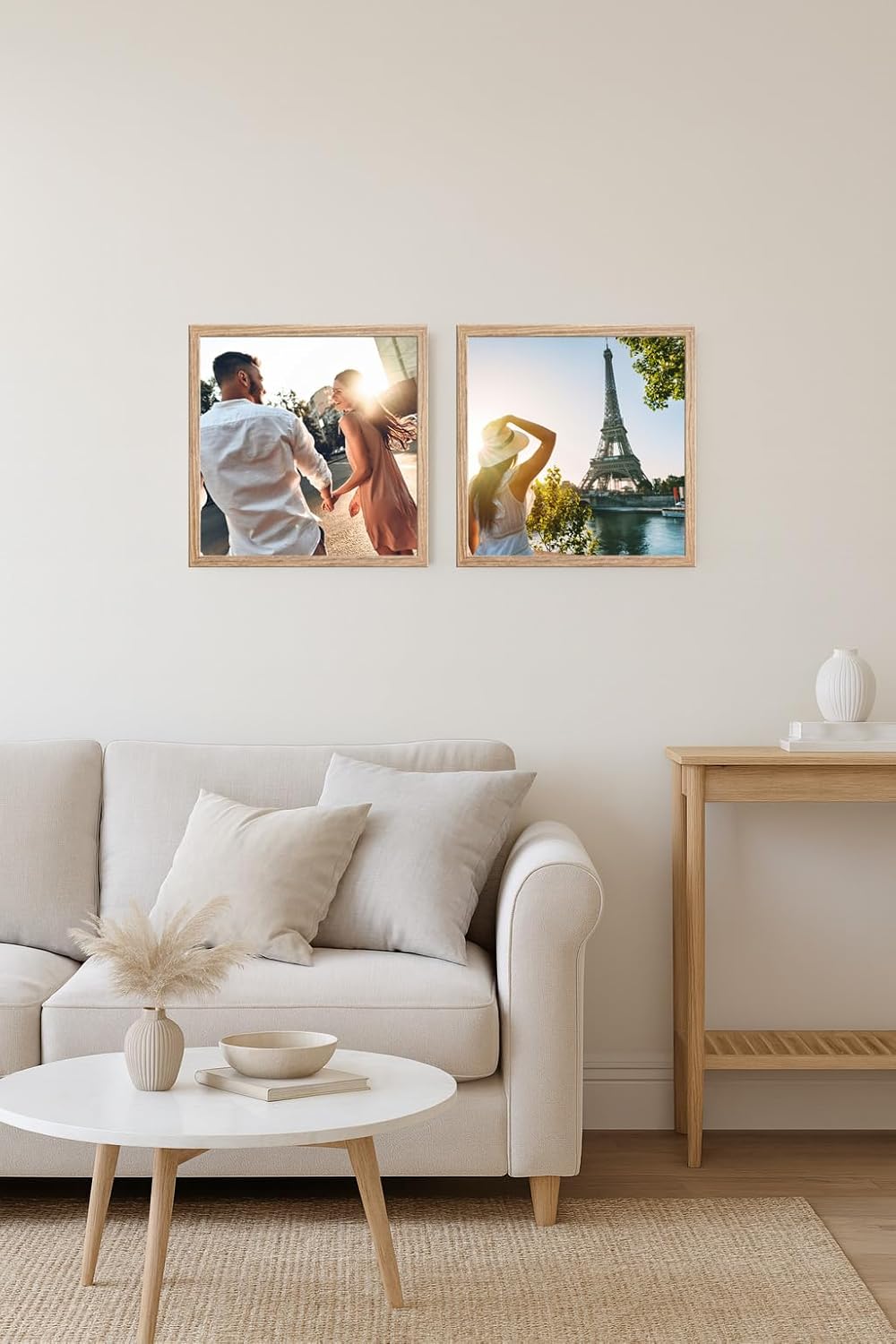 CABBEL Doppelpack (2er Set) Bilderrahmen 40x40 cm, Eiche, stabiles MDF-Holz Rahmen, bruchsicherem Pl