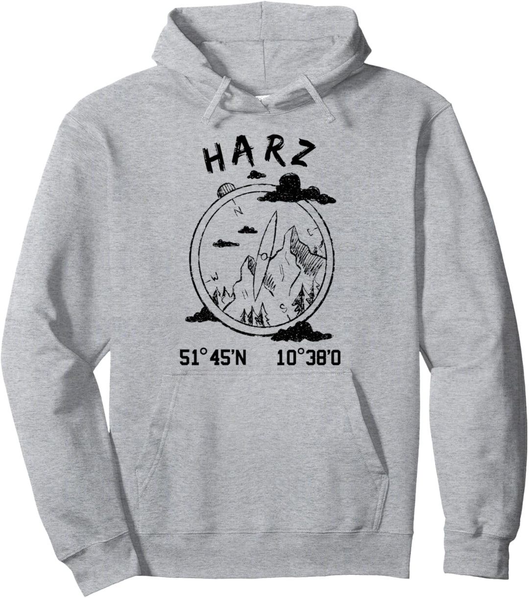 Harz Koordinaten Berg Gebirge Reise Wandern Walpurgisnacht Pullover Hoodie