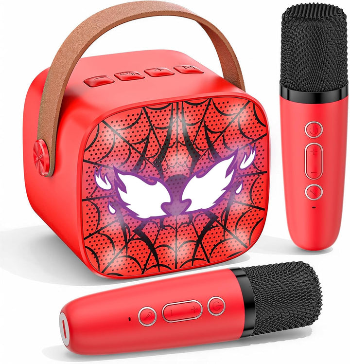 Spider Karaoke Maschine Kinder mit 2 Bluetooth Mikrofon - Weihnachts Geschenke Spielzeug für Mädchen