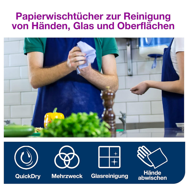 Tork Papierwischtücher mit Innenabrollung Blau M2, Saugfähig, 6 × 471 Blatt, 130035 165 m*19.5 cm bl