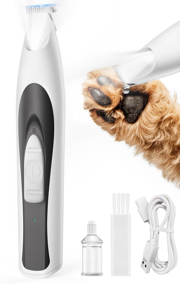 oneisall Pfotentrimmer für Hunde mit LED-Licht, Leise Hundepfoten Trimmer Paw Trim Pro dr Pfoten, Wi