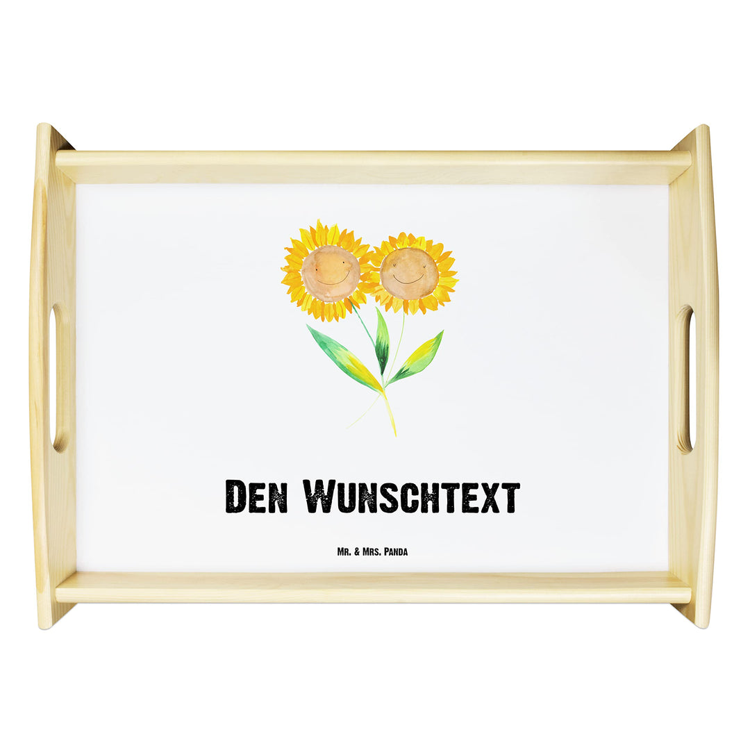 Mr. & Mrs. Panda Serviertablett personalisiert Blume Sonnenblume - Personalisierte Geschenke, selbst