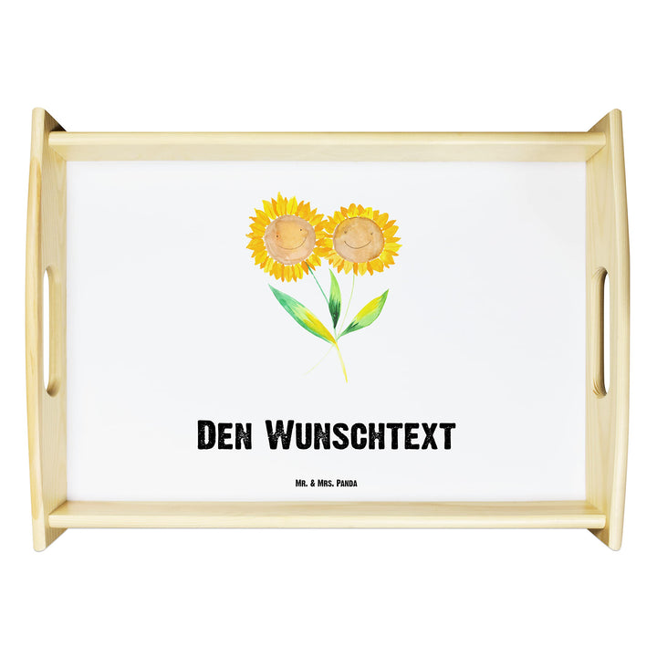 Mr. & Mrs. Panda Serviertablett personalisiert Blume Sonnenblume - Personalisierte Geschenke, selbst