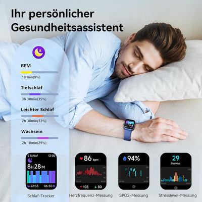 Smartwatch Herren Damen mit Telefonfunktion Alexa Integriert -Fitnessuhr 110+ Sportmodi &IP68-1,91"