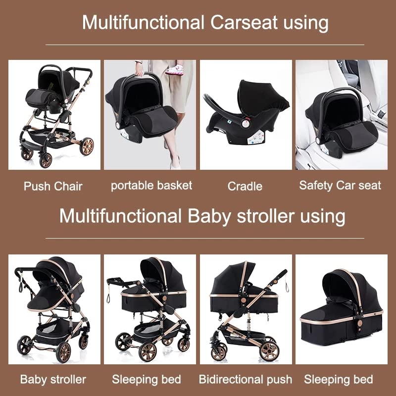 GLOKID Kinderwagen 3 in 1,Reisesysteme, Babywanne Buggy,Voll-Gummireifen,Mit Einem Klick Zusammenkla