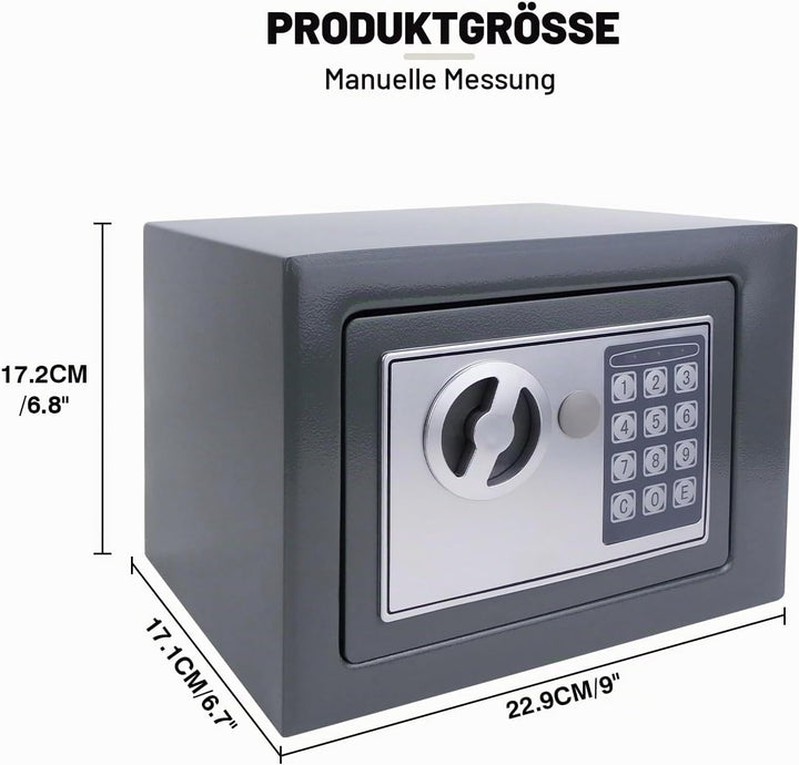 Tresor Feuerfest Wasserdicht Möbeltresor mit Zahlenschloss und 2 Schlüssel Eisenstahl Safe Wandtreso