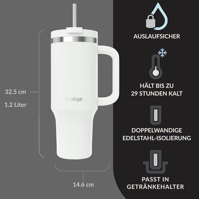 Contigo Streeterville Thermosflasche 1200 ml mit Henkel und Strohhalm | Isolierte Thermo-Trinkflasch