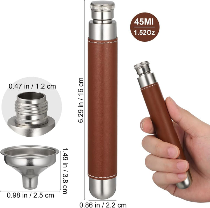 ELAYARD Tragbare WeinröHre Aus Edelstahl Mit Lederbezug Kompakter Mini-Weintopf FüR Outdoor Barzubeh