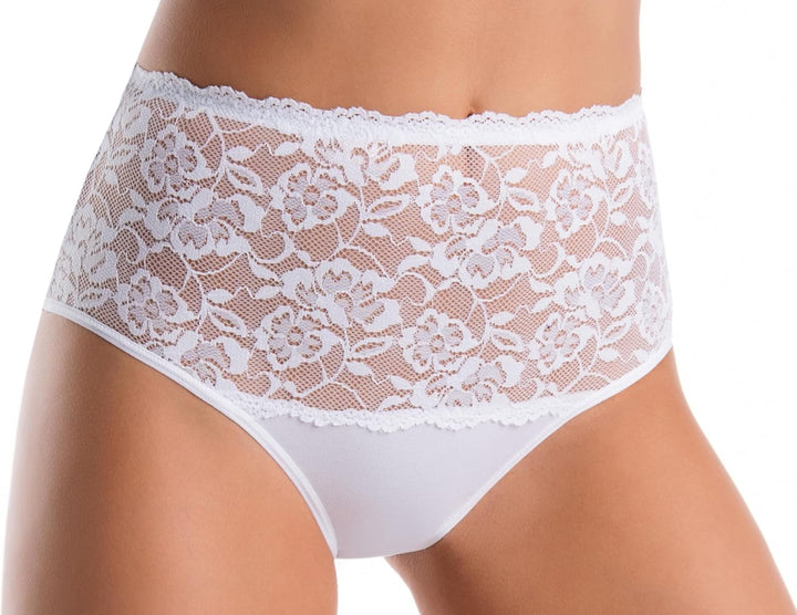 Teyli Damen Slip Taillenslip Baumwolle Hohe Taille mit Spitze 3er Pack XS Weiss, XS Weiss