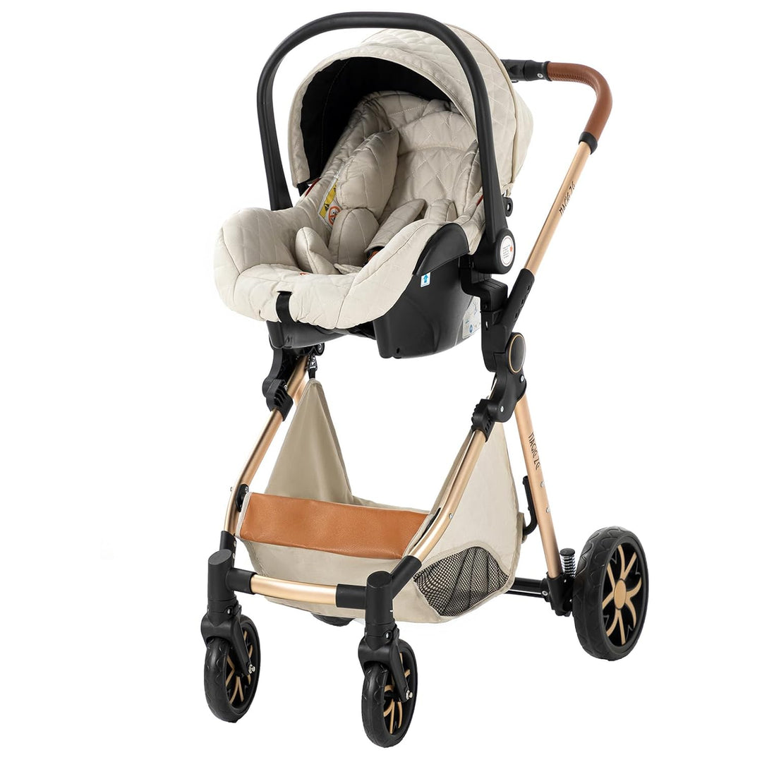 MoLi Kinderwagen 3 in 1, Kinderwagen mit Umkehrbarem Doppelschiebemodus, Buggy mit Grosser Bequemer