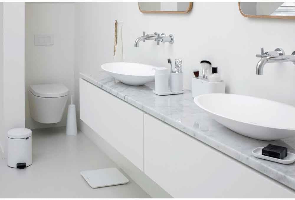 Brabantia Renew Collection Badezimmer-Set, Kunststoff, Weiss, Set of 3 White, White