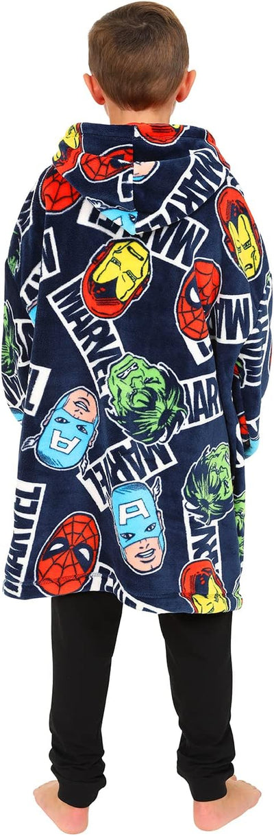 Marvel Avengers Hoodie, Oversized Fleece Decke Hoodie für Jungen Blau, blau, One size