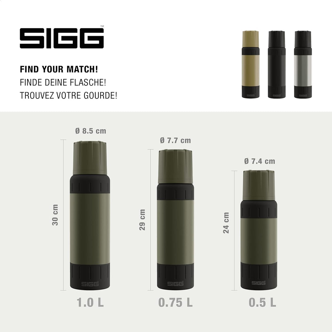 SIGG – Isolierte Trinkflasche – Thermosflasche Alpine Star Roasted Green mit Becher – 20 St. Heiss,