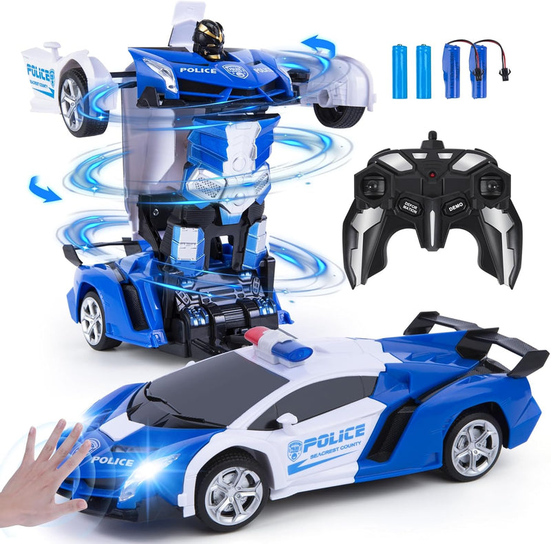 Vubkkty Auto Roboter Spielzeug für Kinder, 2.4GHz Fernbedienung Zwei-in-Eins Transformator RC Auto,