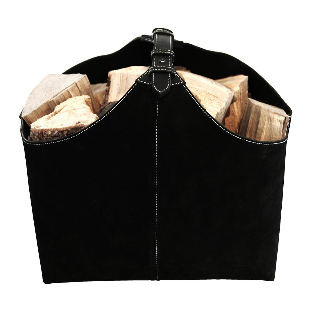 ØRSKOV - Holzkorb Lederkorb (LOG HOLDER) aus Wildleder bzw. Leder design by Jørgen Møller Schwarz/Sc