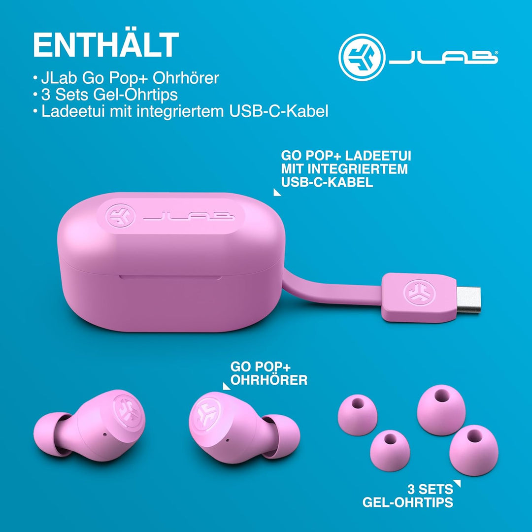 JLab Go Air Pop+ In Ear Kopfhörer kabellos Bluetooth, True Wireless Kopfhörer, 35+ Std. Headphones,
