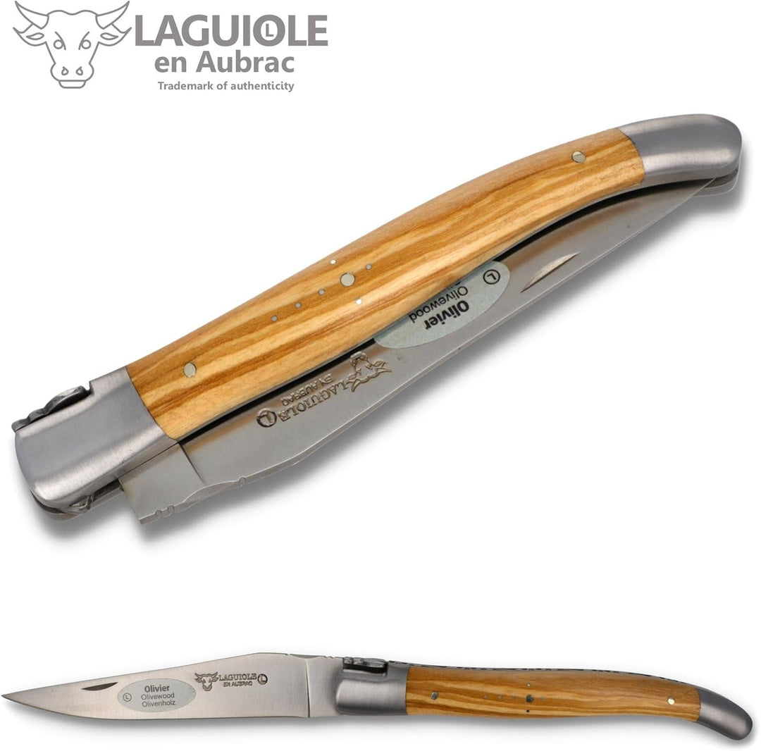 Laguiole en Aubrac Taschenmesser L0212OLIF 12 cm matt, Backen matt, Griffschalen Olivenholz