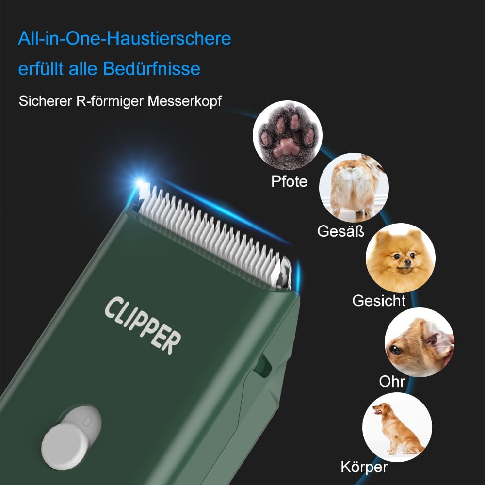 ENSSU Hundeschermaschine, kabelloses, wiederaufladbares Hundepflege-Set Katzenhaarschneidemaschine f